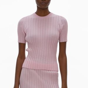Helmut Lang Wool FINE RIB TOP - light pink size L